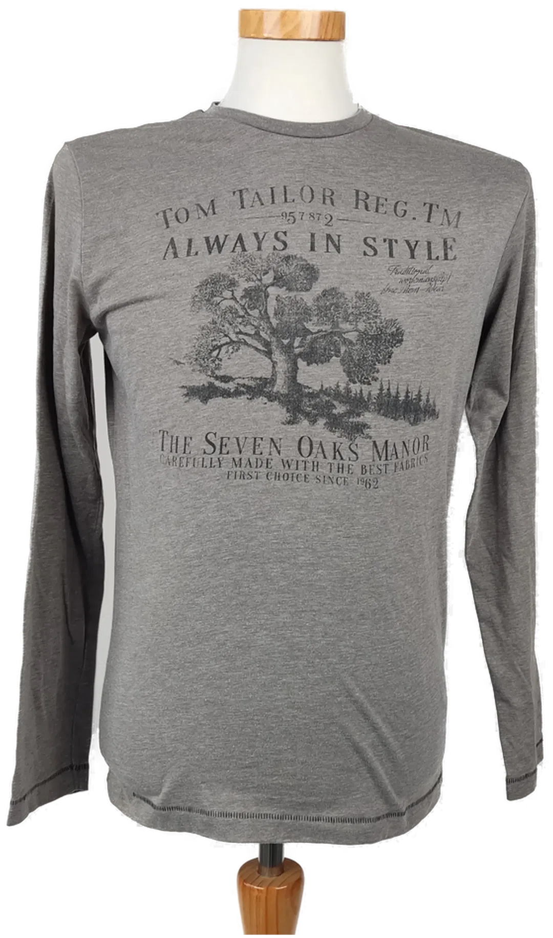 Tom Tailor Herren Langarmshirt, grau - Gr. S - Bild 1