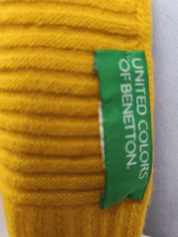 Benetton, Set Haube und Schal, ockergelb, Wolle - Bild 3