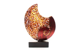 Dekorative Skulptur auf Sockel – Ornament Spirale in Gold-Rot, 19 cm - Bild 2