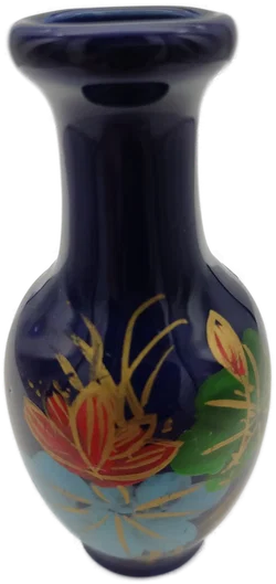 Kleine Kobalt-Keramikvase mit Blumenmotiv | Vintage-Schatz - Bild 2