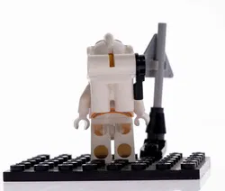 LEGO Minifigur Astronaut mit goldfarbenem Helm & Warnschild, Space City - Bild 4