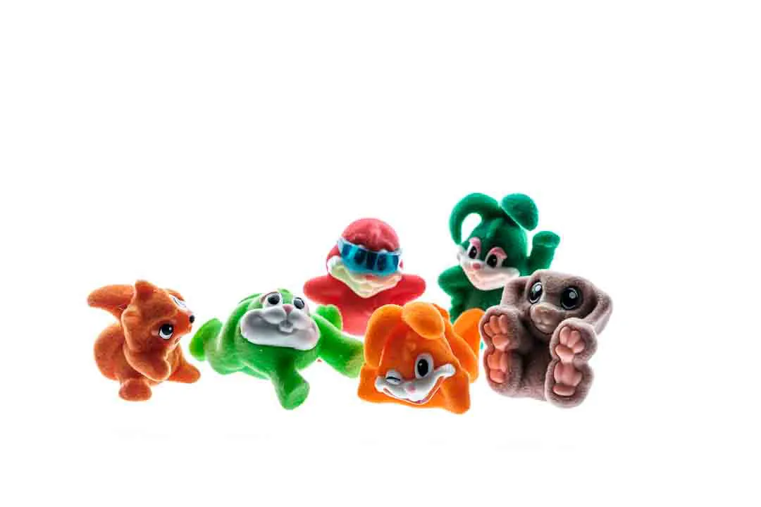  Ü-Eier Setzkastenfiguren 6 Stück "Plüschfiguren braun, rot, orange, grün" – Bild 2