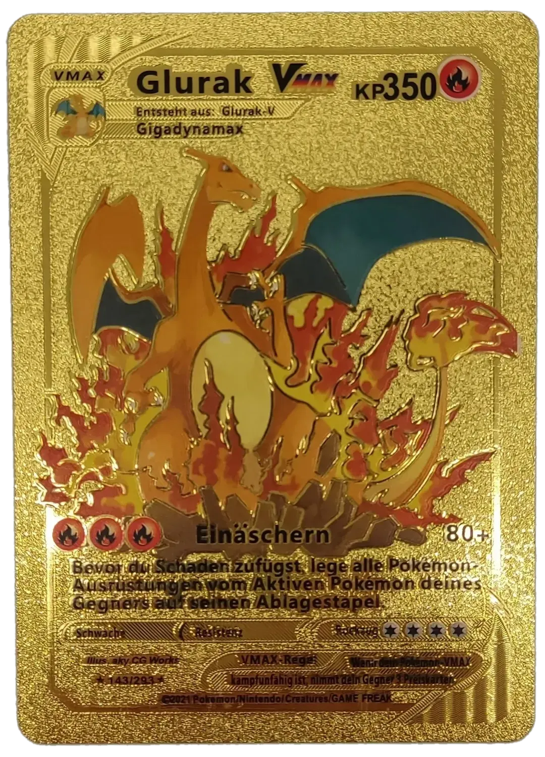 Pokémon Sammelkarte Goldfolie Vmax Glurak Vmax - Bild 1