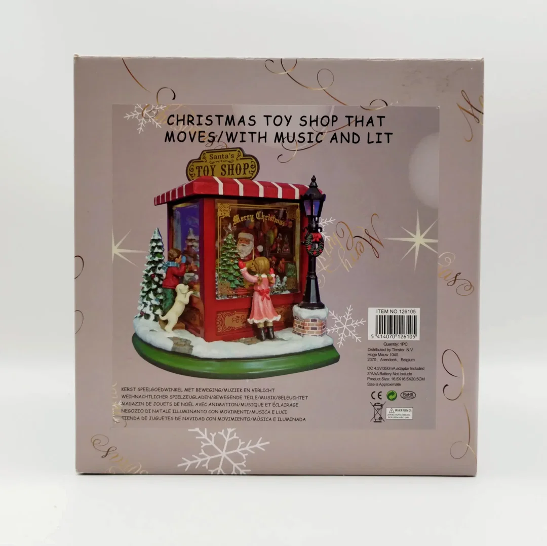 Santa`s Toy Shop, nostalgische Weihnachtsspieluhr mit Licht und Bewegung  – Bild 5