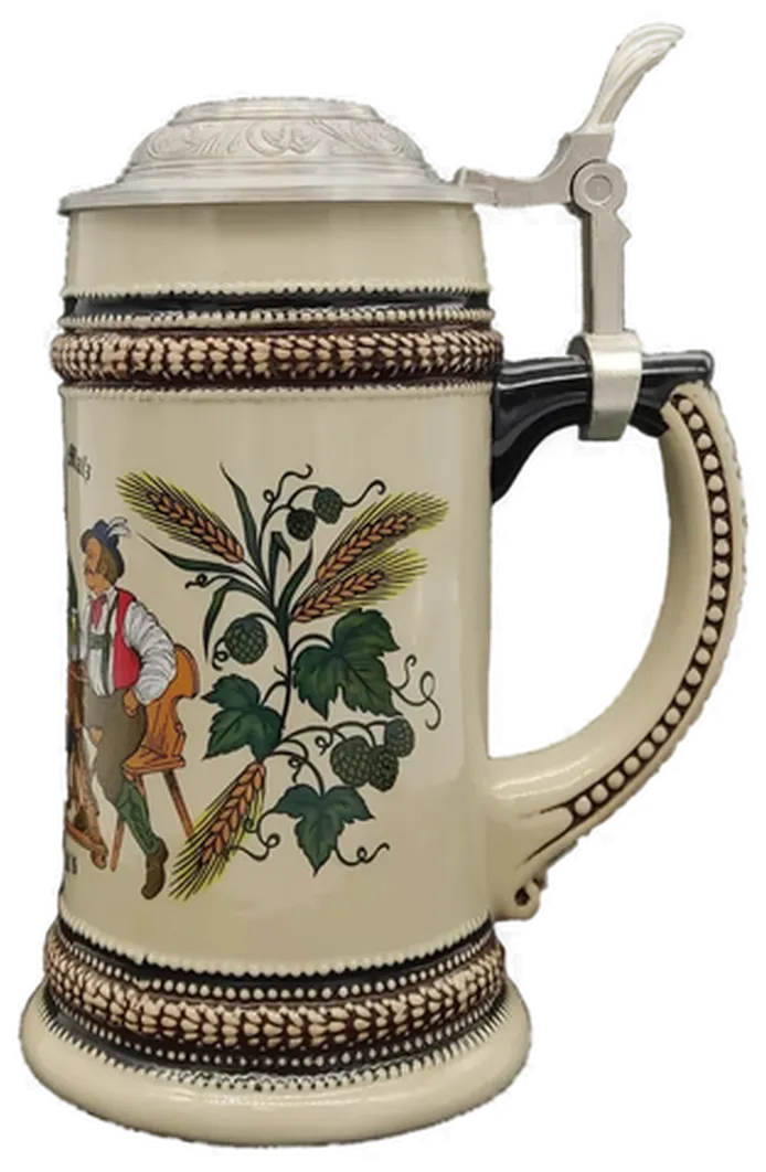 Kunst und Handelshaus Sachsen Retro Bierkrug mit Zinndeckel - 18cm Höhe - Bild 4