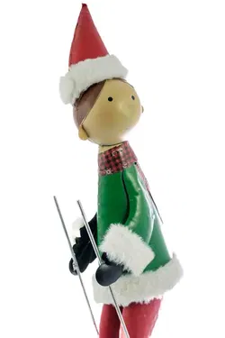 Weihnachtsfigur aus Blech – Skifahrer – ca. 63 cm hoch – Winterdeko / Metallfigur - Bild 3