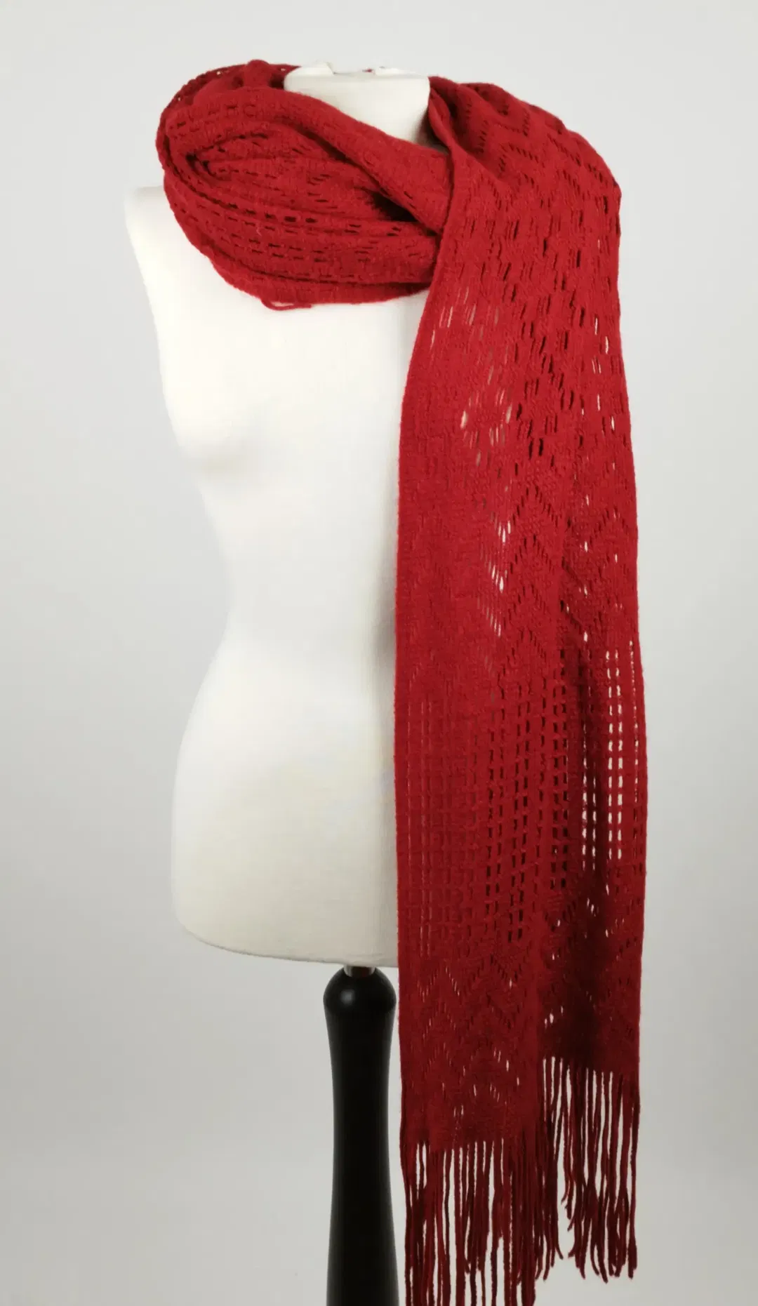 Gehäkelter, roter Schal - ca. 180cm / flauschig - Bild 1