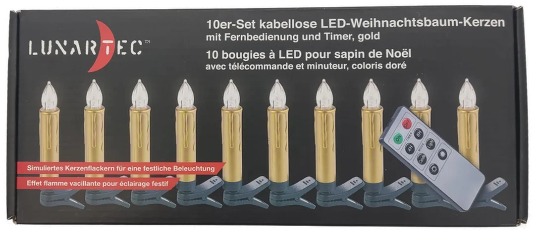 Lunartec 10er-Set kabellose LED-Weihnachtsbaum-Kerzen – Bild 2
