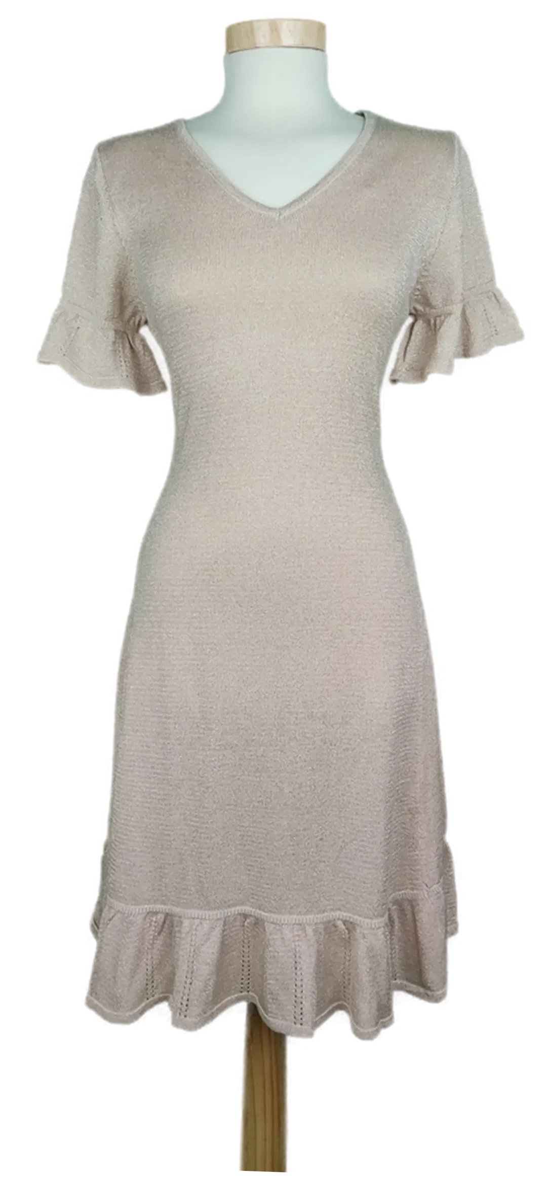 Orsay Damen Strickkleid cremefarben mit Glitzer - S/36 - Bild 1