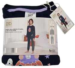 L&D Kinder-Halloween-Pyjama Glow in the Dark #2, blau - Gr- 122/128