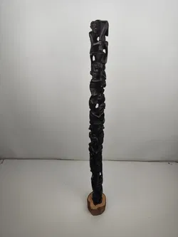 Makonde Lebensbaum Ebenholzfigur schwarz - 111 cm - Bild 1