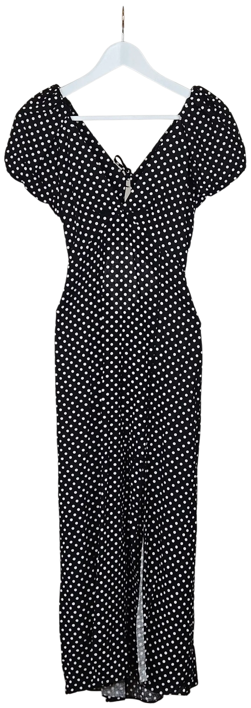 ZARA Damen Maxikleid mit Polka Dots, schwarz/weiß - Gr. S – Bild 1
