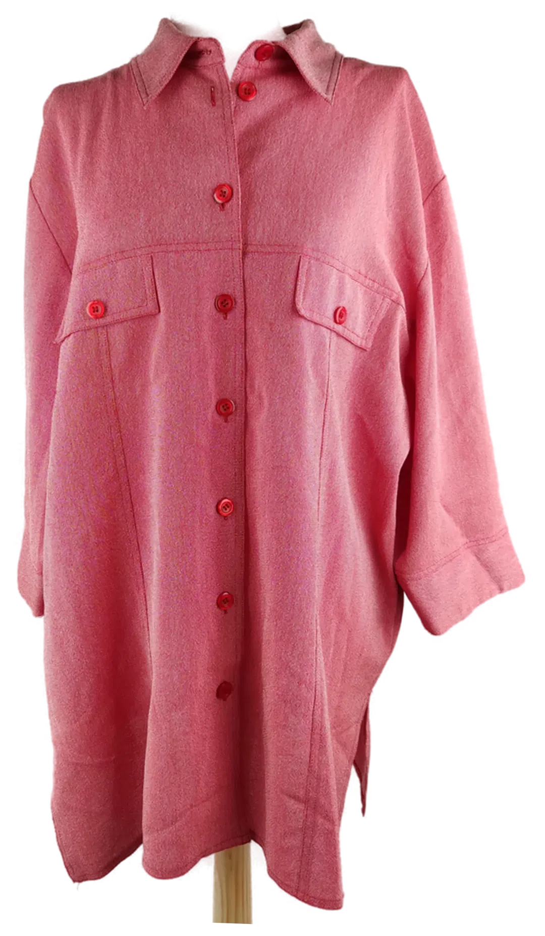 Bluse 'CANDA', dreiviertelarm mit Kragen, rot/beige meliert, Größe 46 - Bild 1
