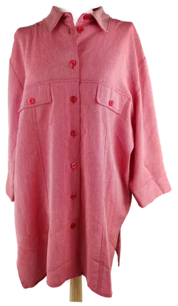 Bluse 'CANDA', dreiviertelarm mit Kragen, rot/beige meliert, Größe 46 - Bild 1