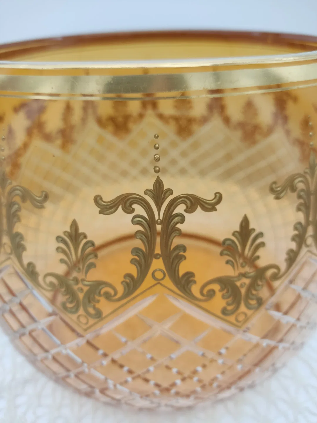 Glas Bowle-Gefäß mit Unterteller mit Golddekor | Festlicher Blickfang – Bild 8