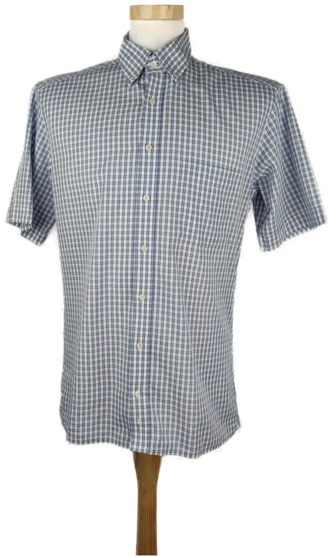 Eterna Herrenhemd kurzarm blau- weiß kariert- 40 - Bild 1