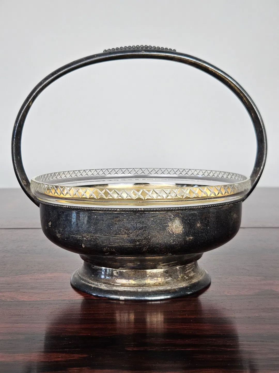 Vintage ES Messing/Glas Korb - Höhe ca. 20 cm  - Bild 1