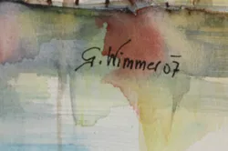 Bild Landschaft mit See und Hütten (Aquarell) - Bild 2