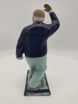  Chinesische Handgefertigte Kampfkunst Wanjiang Kunst Mudman Glasur Keramikfigur Tai Chi Meister ca. 1950-1960  - Bild 3