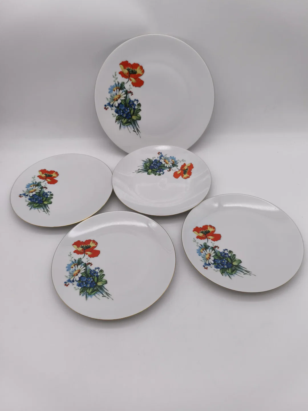 5 tlg. Vintage Porzellan Set "Bareuther Waldsassen", Wildblumen - Mohn - Kornblume  – Bild 1