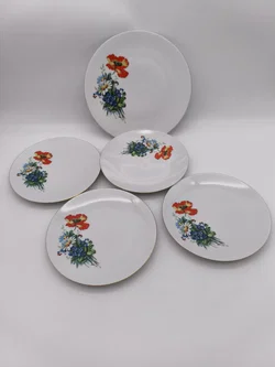 5 tlg. Vintage Porzellan Set "Bareuther Waldsassen", Wildblumen - Mohn - Kornblume  – Vorschau 1