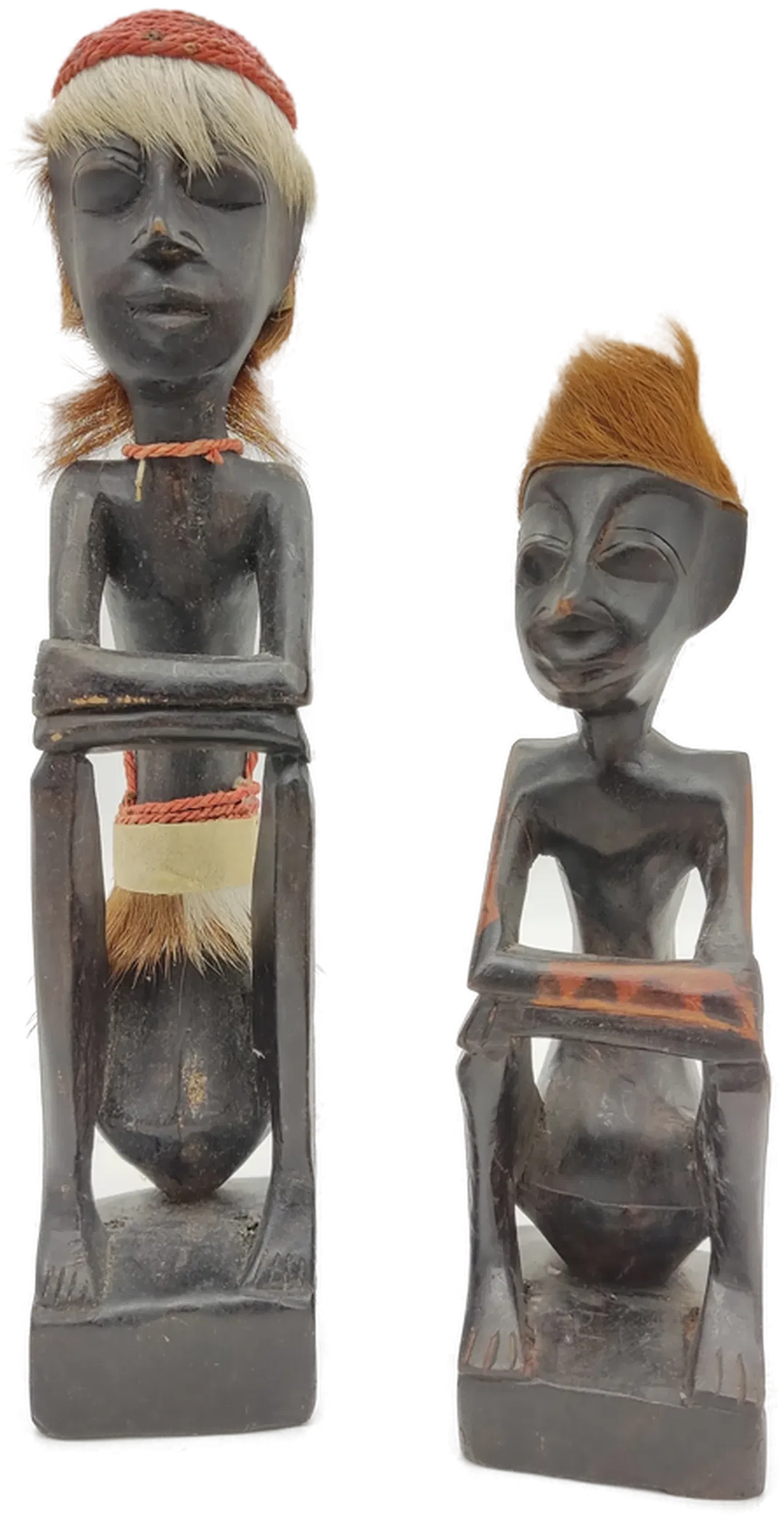 Afrikanische Holzfiguren hockend 2 Stück - Bild 4