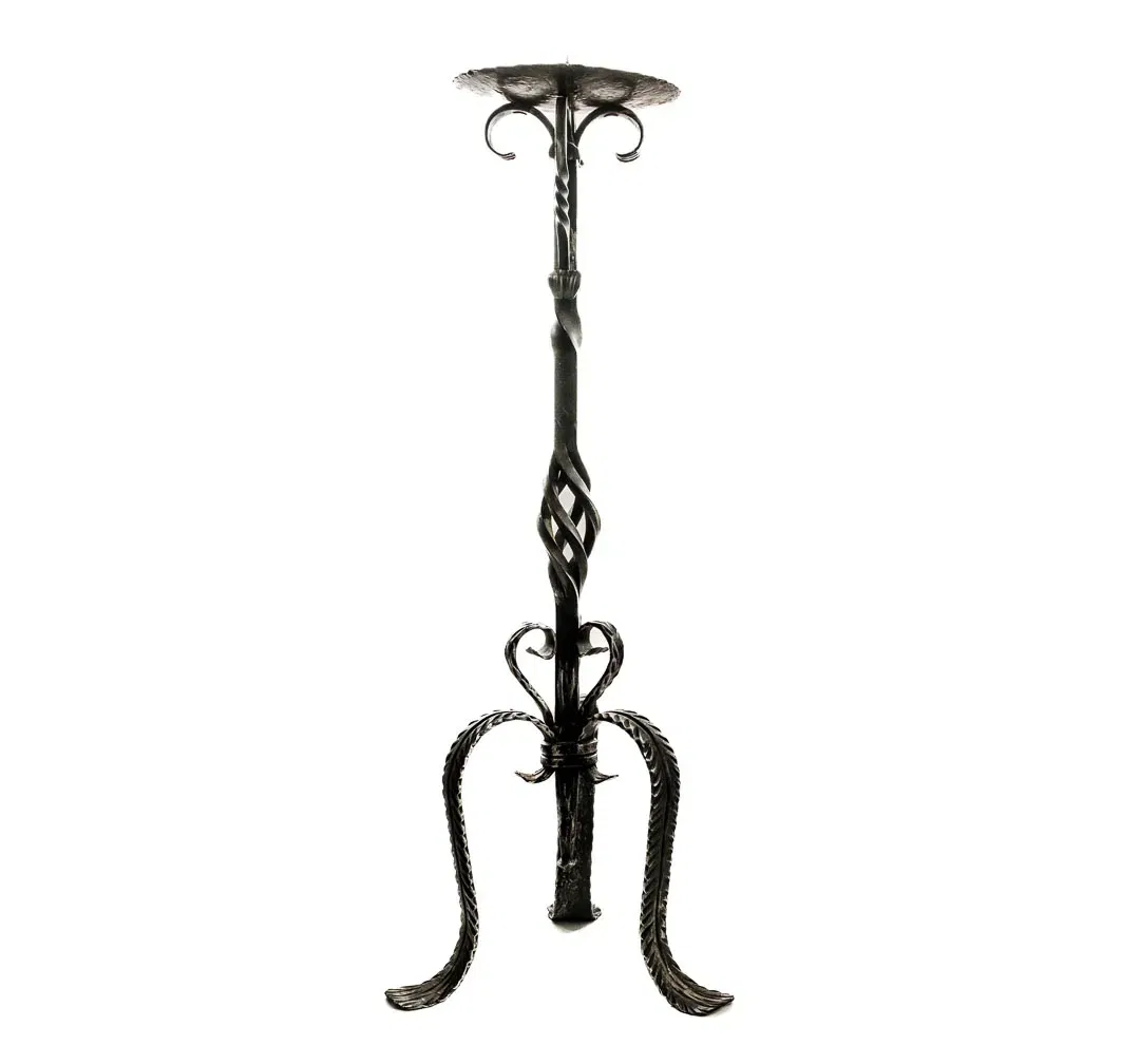 Antik-Schwarzer Kerzenständer aus Gusseisen, handgeschmiedet ca. 75 cm - Bild 1