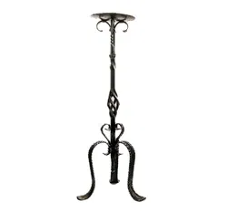 Antik-Schwarzer Kerzenständer aus Gusseisen, handgeschmiedet ca. 75 cm - Bild 1