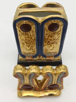 Goldener Behälter in Form einer Doppelkartusche Porzellan & Zertifikat von Franklin Mint | Limitierte Rarität - Bild 3