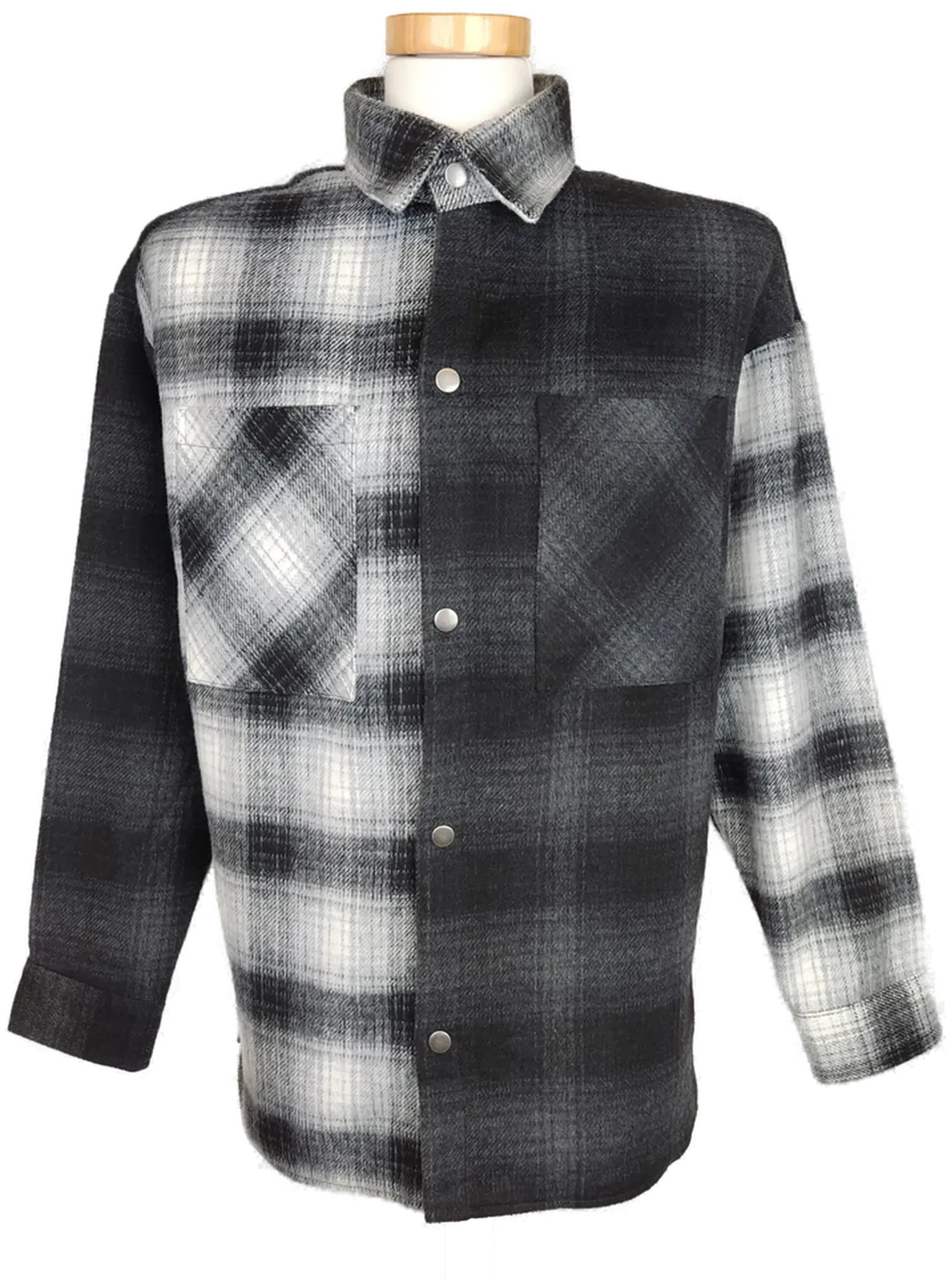 Jack & Jones Herren Hemdjacke schwarz/grau/weiß kariert - S/46 - Bild 1