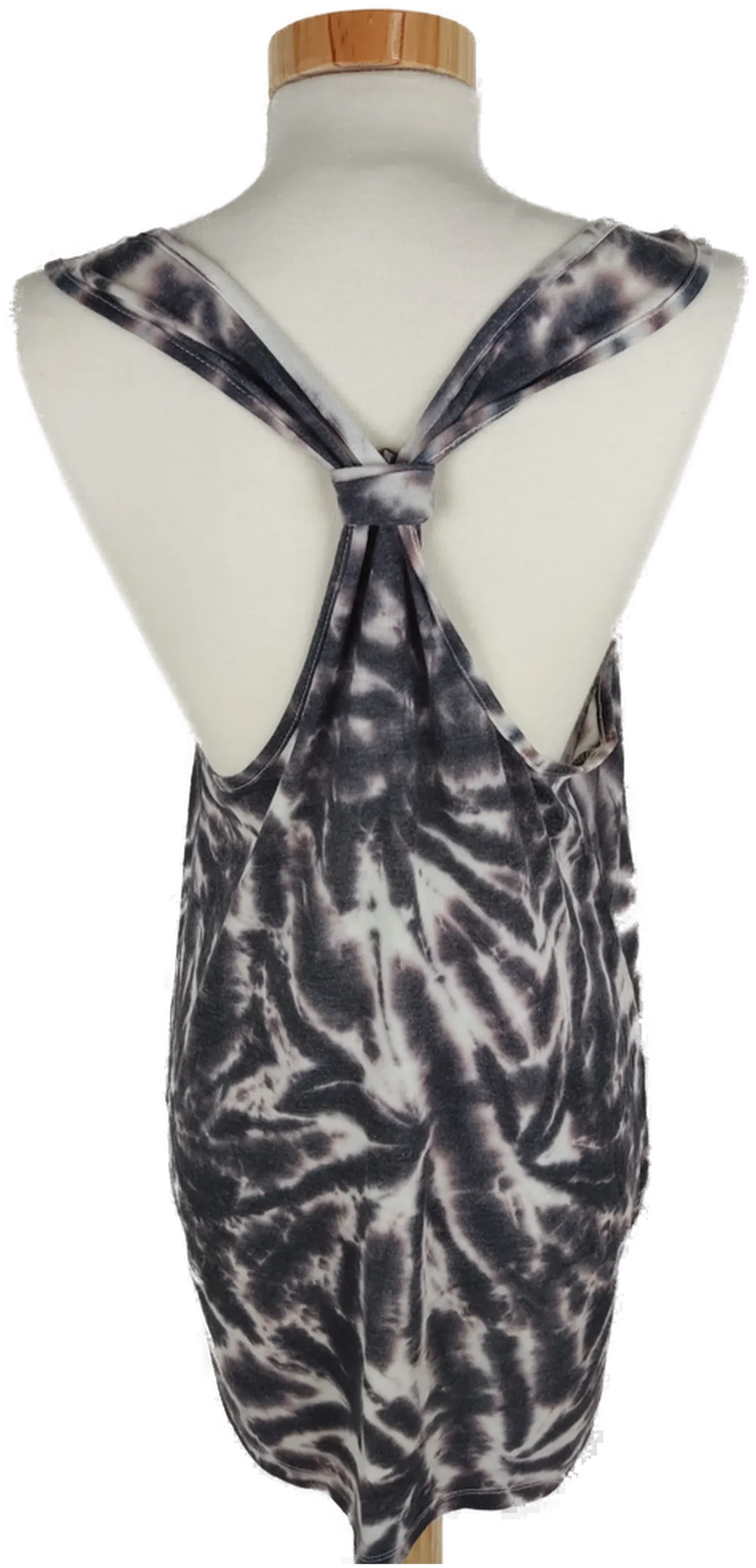 tank top, "Atmosphere", ärmellos mit Rundhalsausschnitt, schwarz/beige gemustert, Größe 40 – Bild 3