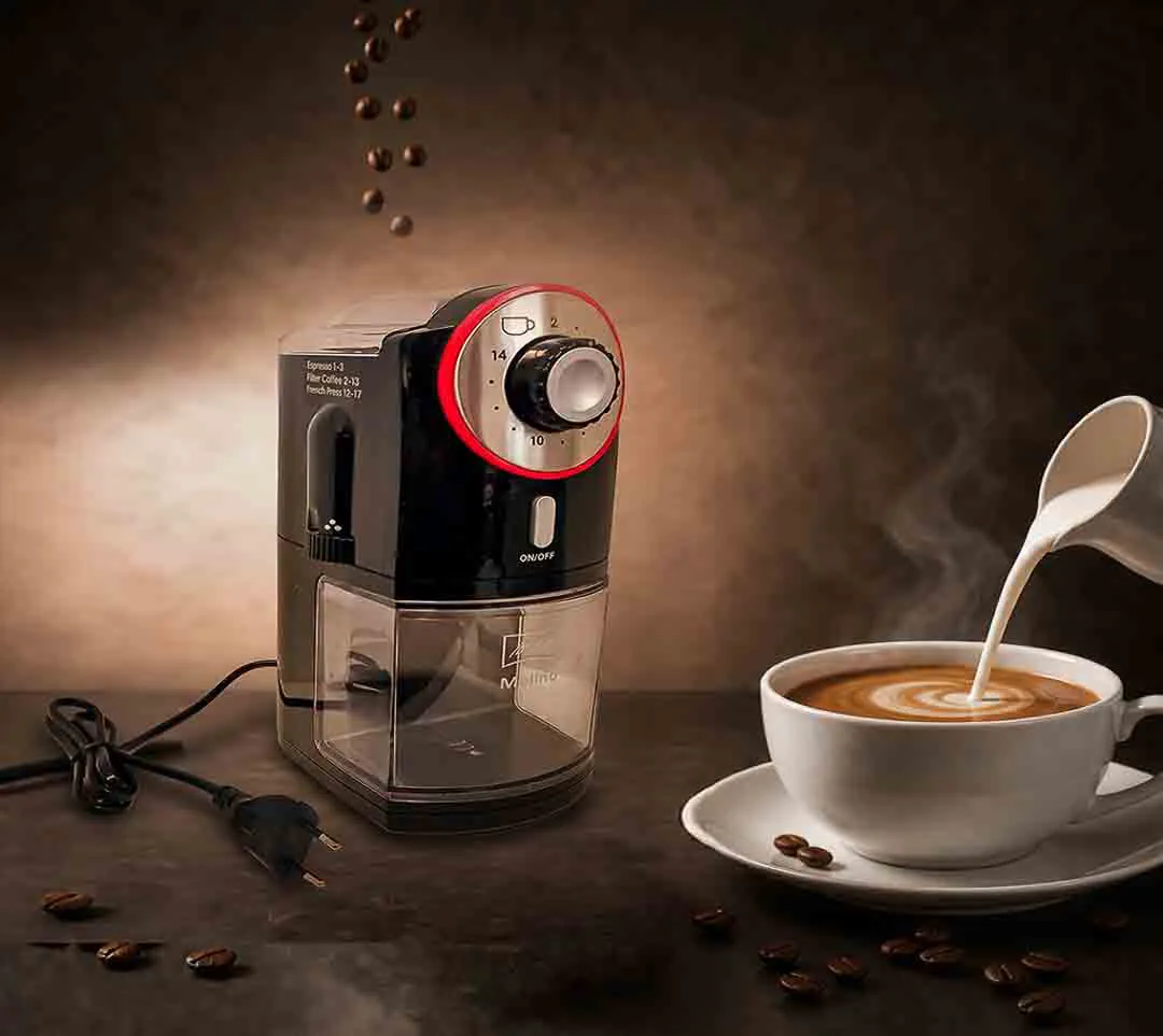Melitta Molino Kaffeemühle 1019-01 Schwarz-Rot Scheibenmahlwerk – Bild 1