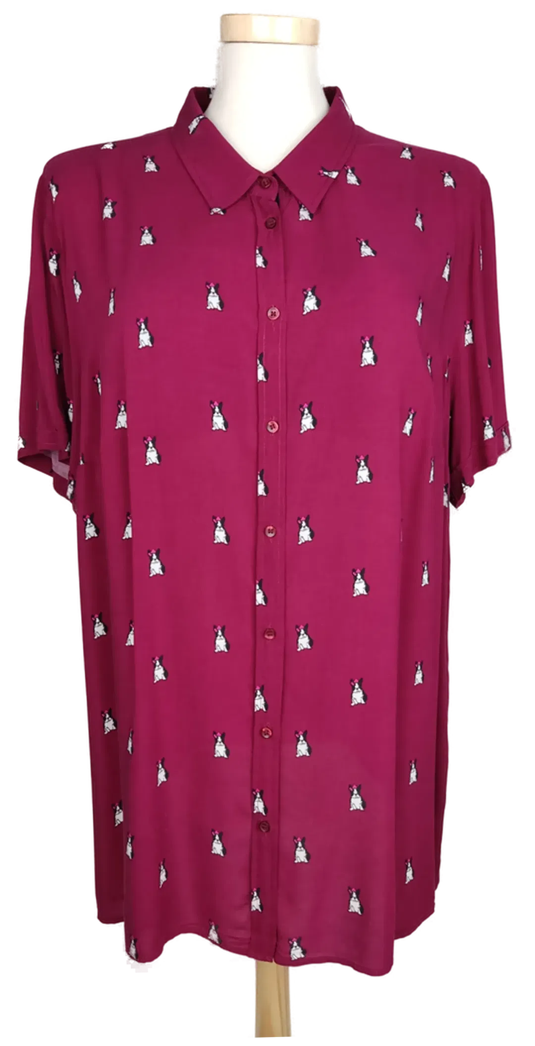 Ulla Popken Damen Bluse weinrot bedruckt - 54/56 - Bild 1