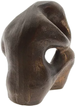 Massive Bronze-Skulptur „Der Denker“ – signiert & punziert – abstrakte Kunstfigur mit grünem Filz - Bild 3