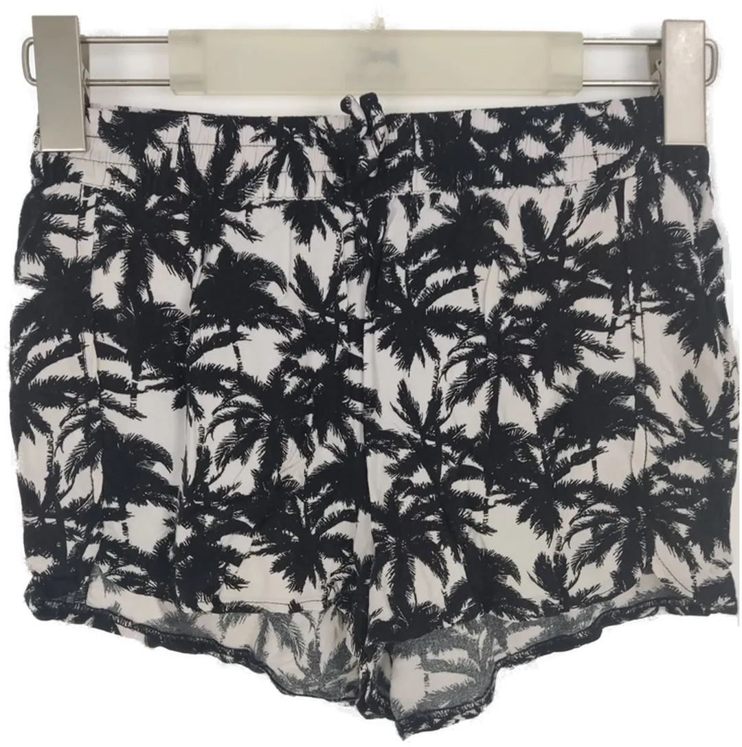 Schwarze gemusterte H&M Shorts mit Gummizugbund - Größe 34 (geschätzt) - Bild 1
