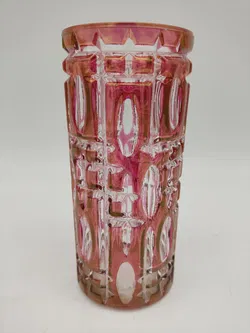 Blumenvase aus gepresstem Glas mit Struktur - Rosa - Bild 1