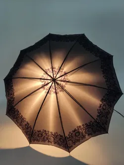 Vintage-Flanierschirm / Sonnenschirm / Damenschirm - grau geblümt - Bild 2