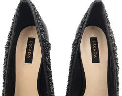 Escada Damen Lederpumps schwarz mit Tweed Besatz Gr. 37 – Vorschau 7