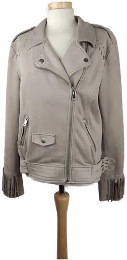 Amisu Damenjacke Lederoptik mit Fransen beige - L/40 - Bild 1