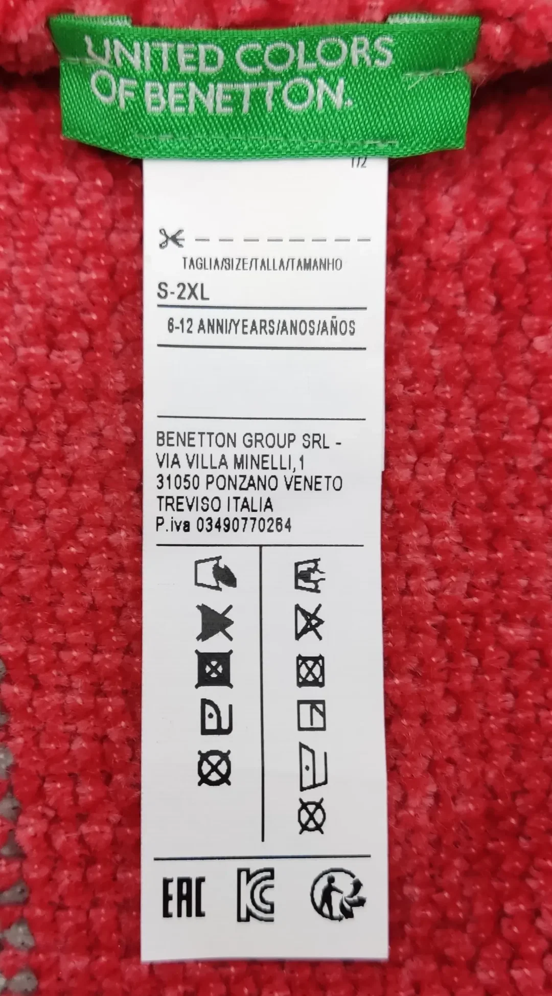United Colors of Benetton Kinderschal grau/rot Gr. S-2XL – Bild 2