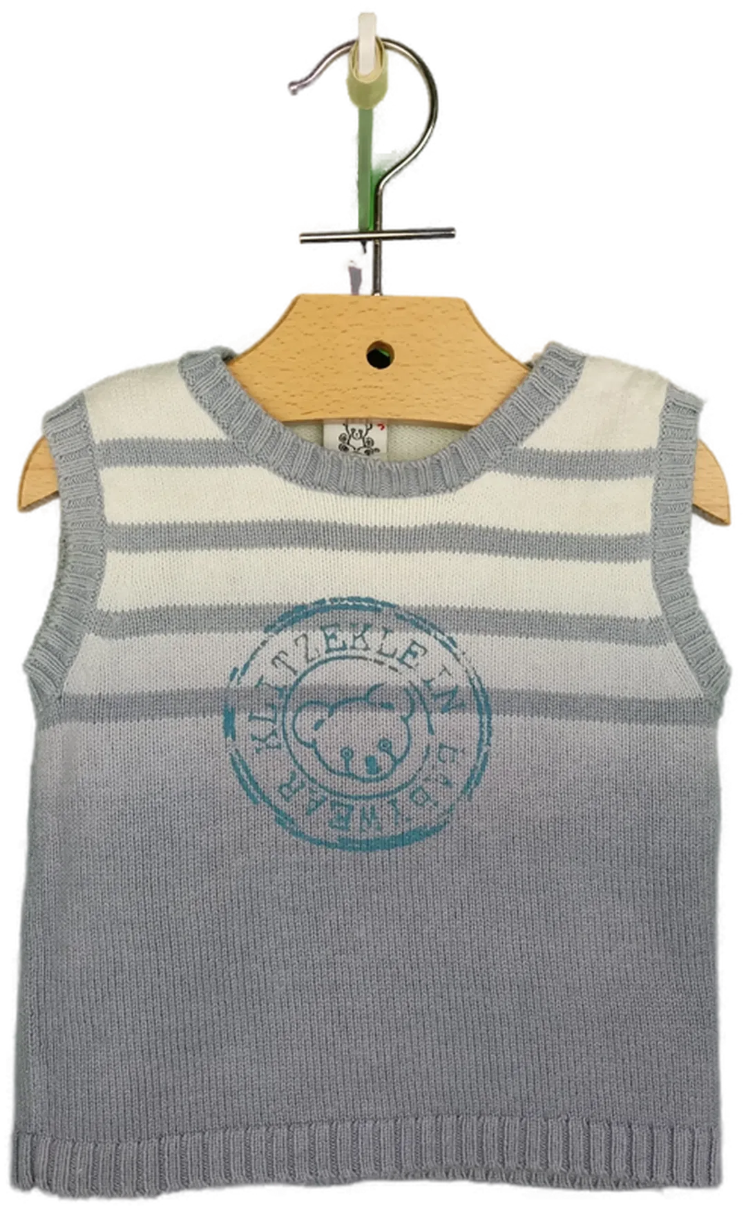 Klitzeklein Kinder Pullunder weiß/grau - 74 - Bild 4