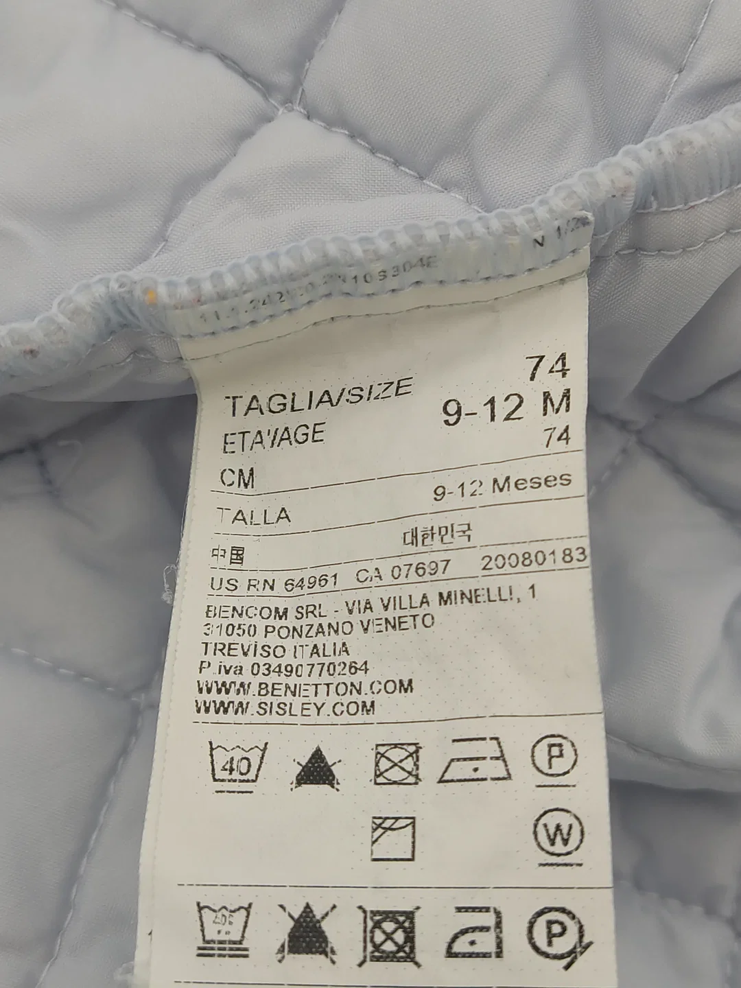 Benetton Baby Jacke hellblau Gr. 74 – Bild 4