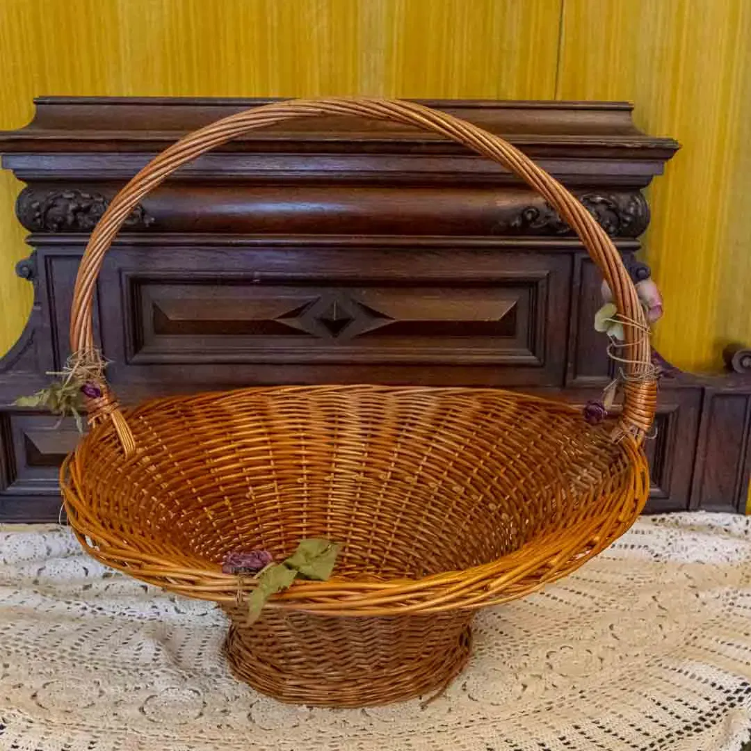 Großer Weidenkorb mit Henkel, Ø 54 cm, XXL Dekokorb, Naturgeflecht - Bild 4