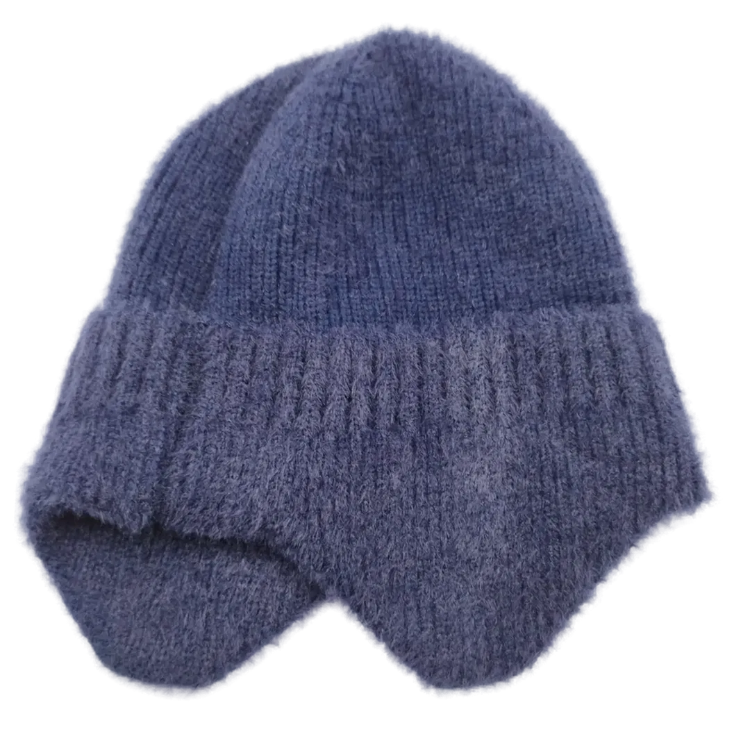 Dunkelblaue Winter-Mütze mit Ohrenschutz - Bild 4