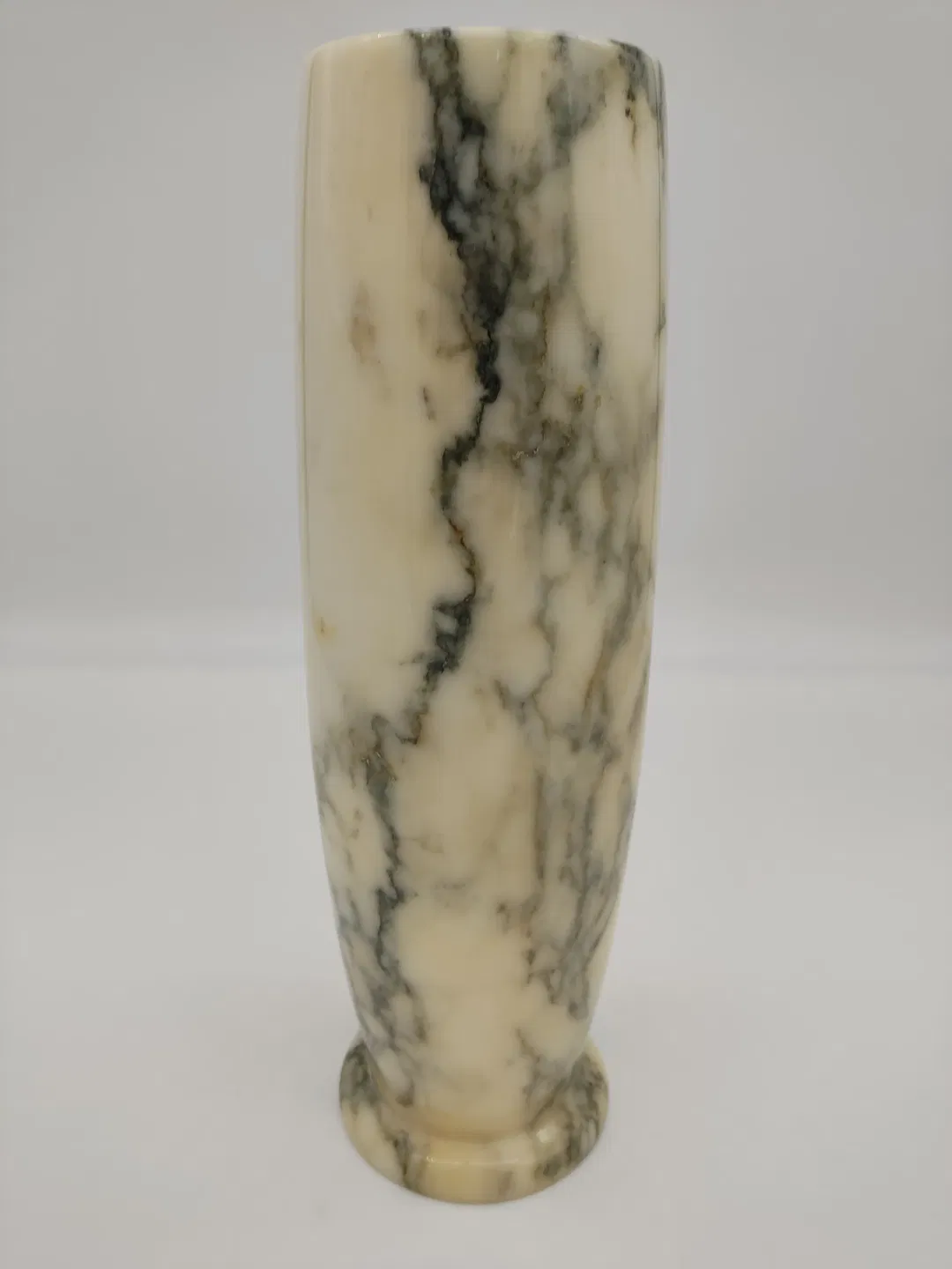 Große Marmor-Vase / beige-grau - Bild 4