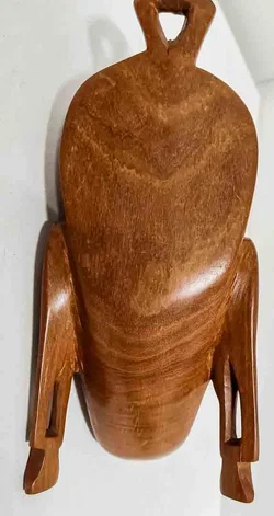 Edle Hartholz-Wandmaske ca. 19 cm – massive Handarbeit mit feiner Schnitzerei – Vorschau 2
