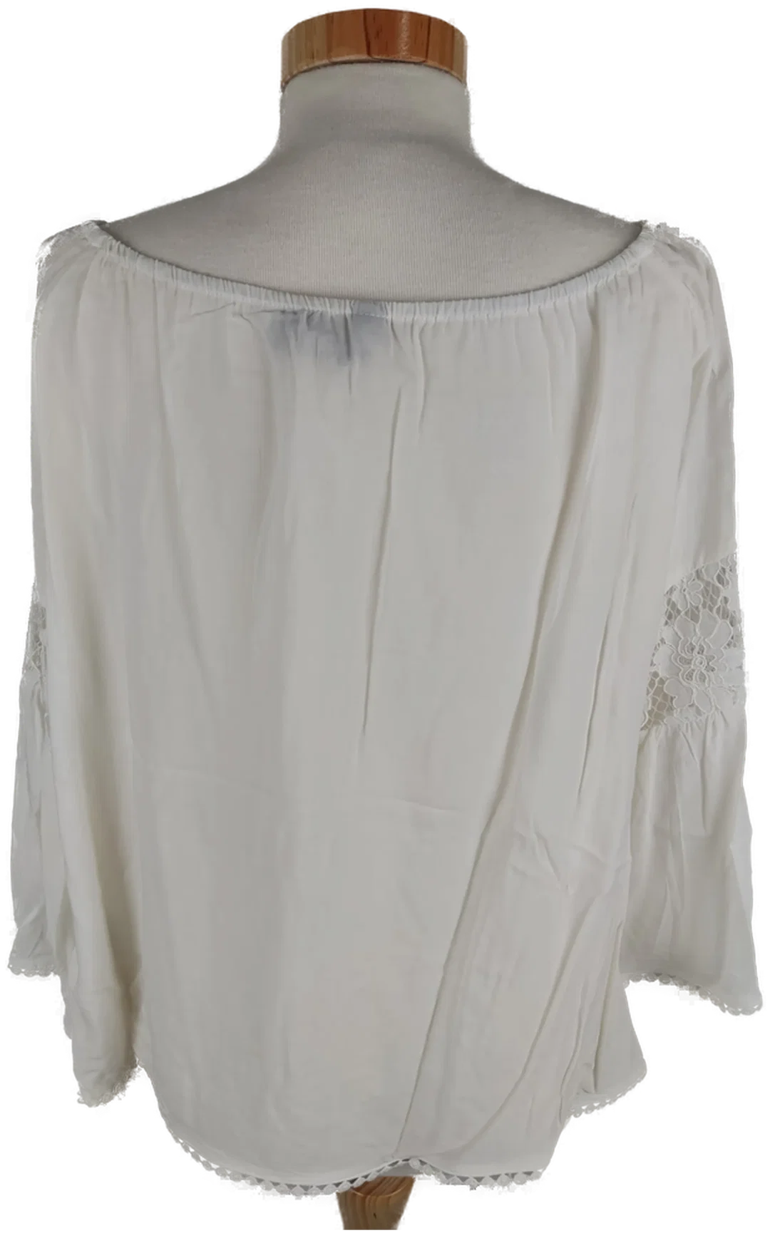 Bluse "page one", dreiviertelarm mit Rundhalsausschnitt, weiß mit Spitze, Größe 42 – Bild 4