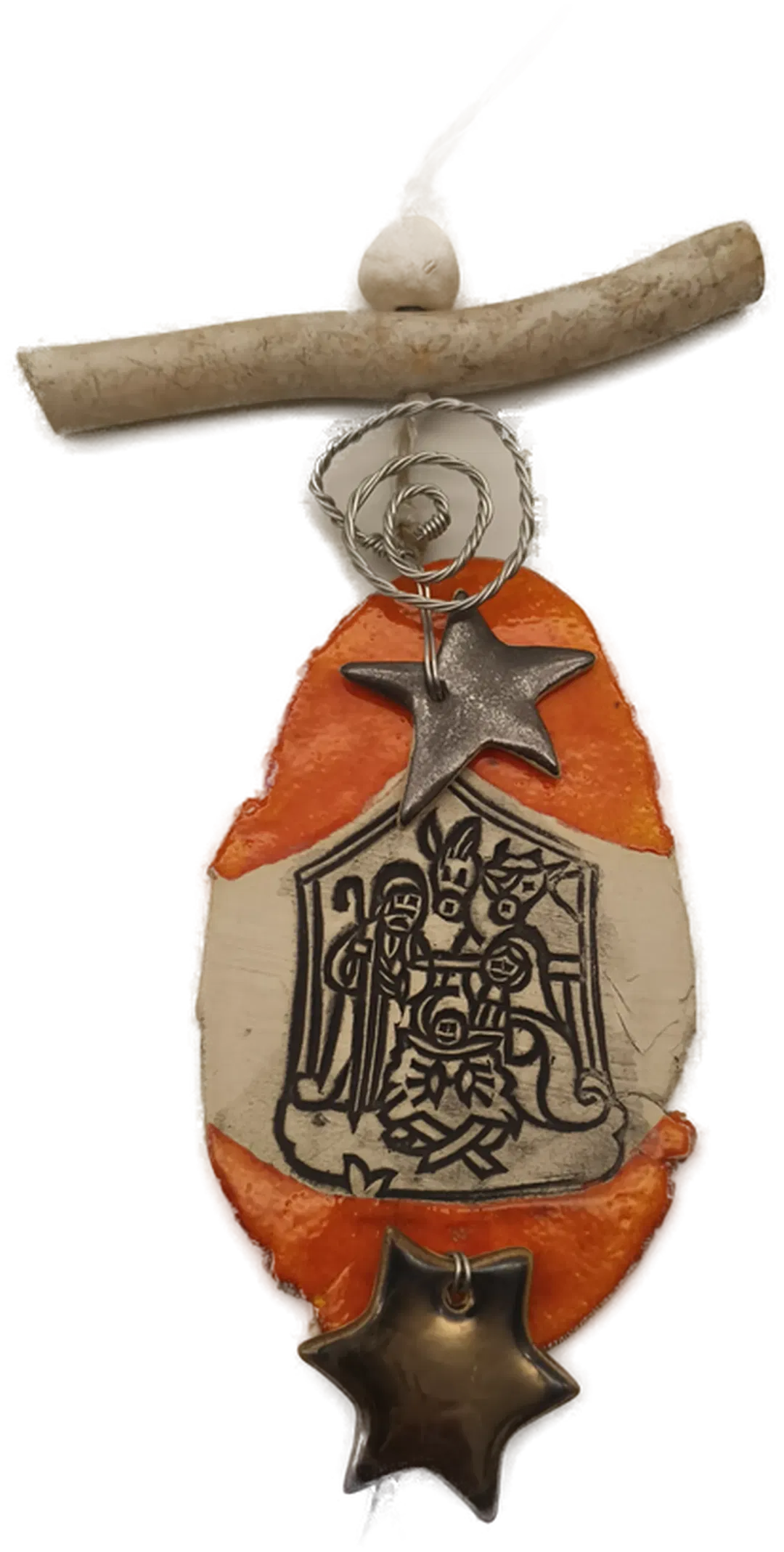 Deko Weihnachten, Keramik orange - Bild 1