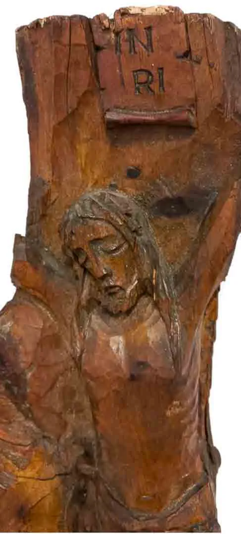 Handgeschnitzter Jesus am Kreuz – Rustikale Holzskulptur 62 cm Unikat - Bild 2