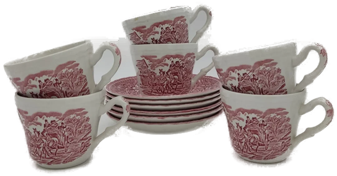 Royal Tudor Vintage Set( 6 Tassen + 6 Untertassen) rot England – Bild 2